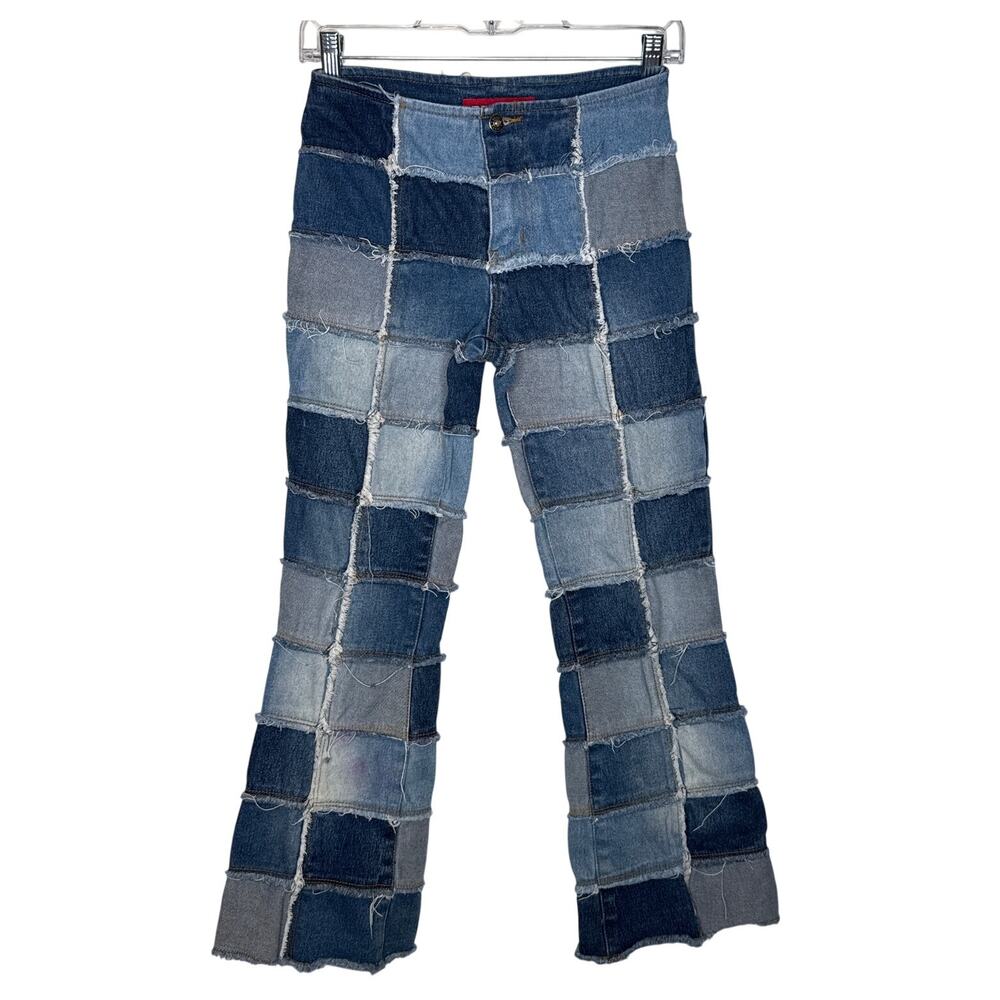 Y2K Zana-Di Patchwork Flare Jeans Low Rise Stretch Denim 26” Waist - Picture 2 of 13